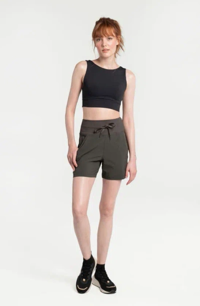 Shop Lole Momentum Drawstring Shorts In Olive