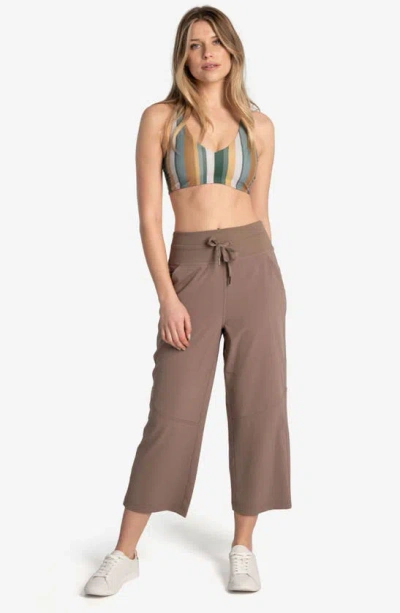 Shop Lole Momentum Crop Drawstring Pants In Fossil