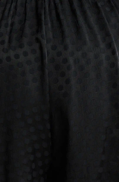 Shop Chelsea28 Textured Dot Long Sleeve Satin Romper In Black