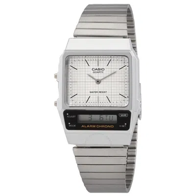 Shop Casio Vintage Alarm Quartz Digital White Dial Unisex Watch Aq-800e-7a In Digital / Silver / White