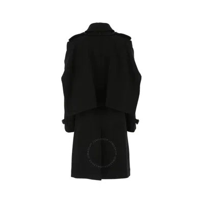 Shop Burberry Black Cashmere Wool Blend Panel Detail Trench Coat