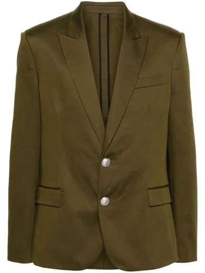 Balmain Cotton Single-breasted Blazer In Brown