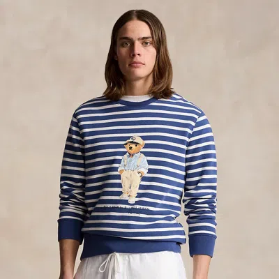 Shop Ralph Lauren Polo Bear Striped Fleece Sweatshirt In Navy/white Stripe