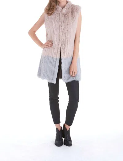 Shop Love Token Alexa Fur Vest In Blush/grey In Pink