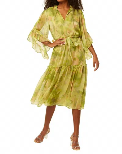 Shop Misa Marcele Dress In Chartreuse Abstract In Green