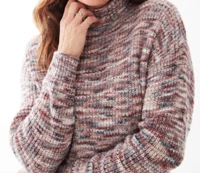 Shop Fdj Mock Neck Space Dye Sweater In Cabernet In Grey