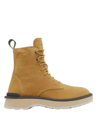 Shop Sorel Hi-line Lace Boot In Geo Yellow, Jet In Brown