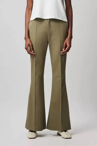 Shop Atm Anthony Thomas Melillo Washed Cotton Twill Flare Pant In Oil Green In Brown