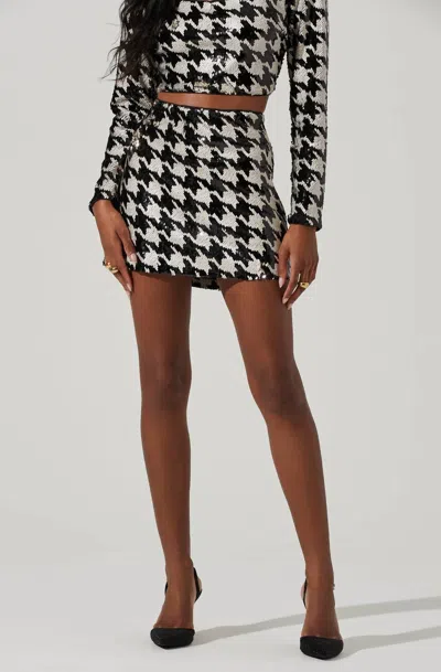 Shop Astr Darby Sequin Mini Skirt In Black/white