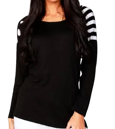 Angel Dot Stripe Scoop Top In Black/white In Multi