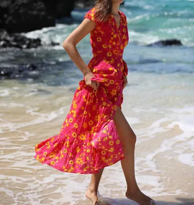 Shop Xix Palms Miami Wrap Dress In Multi In Red