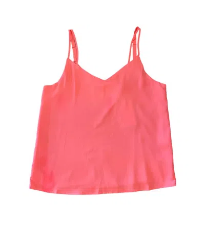 Shop Skies Are Blue Satin Tank In Neon Salmon In Pink