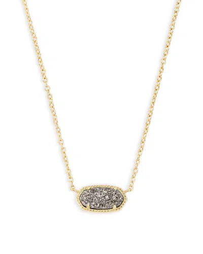 Shop Kendra Scott Elisa Short Pendant Necklace In Gold Platinum Drusy In Silver