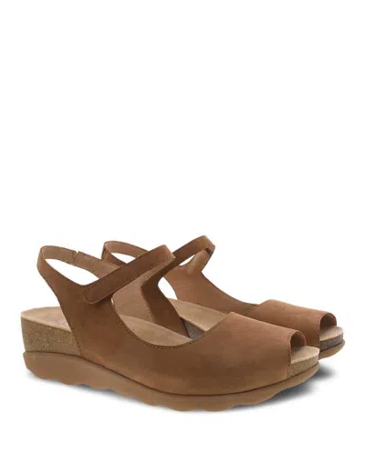 Shop Dansko Women's Marcy Peep Toe Walking Sandal In Tan In Brown