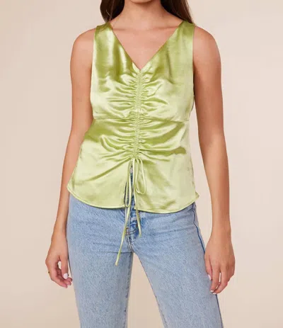 Shop Lucy Paris Faye Ruched Top In Light Green In Yellow
