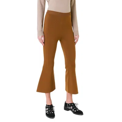 Shop Stella Mccartney Strong Lines Wool Blend Pants In Umber In Brown