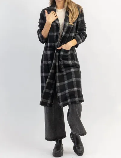 Dee Elly London Calling Plaid Trench Coat In Black + Grey In Black