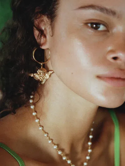Shop Vanessa Mooney The Cherub Charm Earrings In Gold In Silver