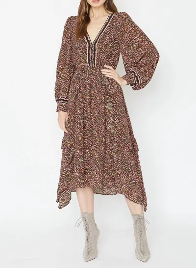 Shop Caballero Chae Dress In Multi Dot Stripe In Brown