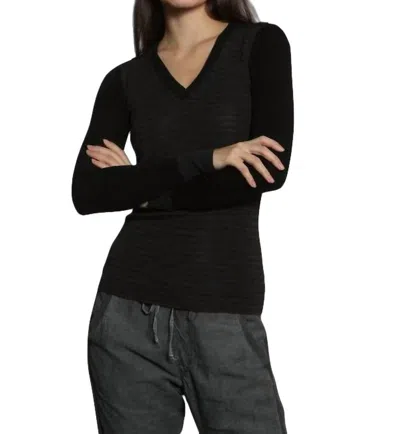 Shop Label+thread Skinny Rib Vee Pullover In Brown/charcoal In Black