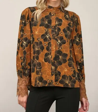 Shop Fate On Your Side Blouse In Camel/black In Brown