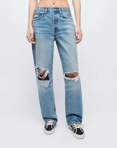 Shop Re/done 90s Crop Low Slung Jeans In Medium Raf In Blue