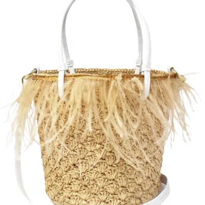 Shop Sensi Studio Feather Baby Bucket Bag In Beige In Gold