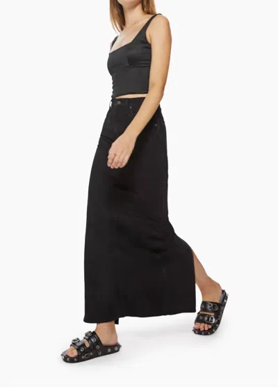 Shop Mother Candy Stick Denim Maxi Skirt In Licorice In Black