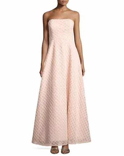 Shop Nicole Miller Strapless Patterned Gown In Blush In Beige