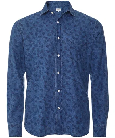 Shop Hartford Paul Button Down Shirt In Indigo Print In Blue