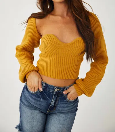 Shop Blue Blush Tube Top + Bolero Sweater Set In Marigold In Yellow