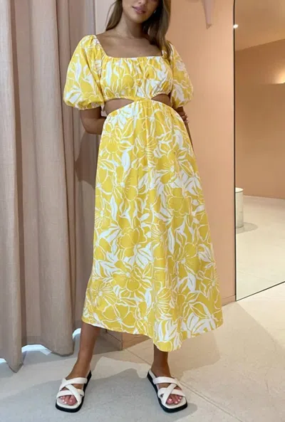 Shop Faithfull The Brand Shalia Maxi Dress In El Marsa Floral Print Marigold In Yellow