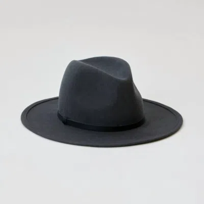 Shop Hat Attack Chelsea Wool Felt Fedora In Charcoal/black Narrow Leather Band