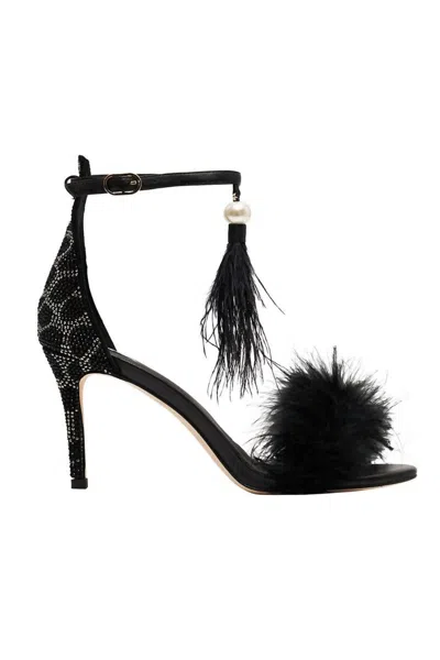 Shop Camilla Feathered Heel In Solid Black