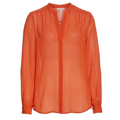 Joie Women Mintee G Warm Terracotta Orange Polka Dot Silk Blouse In Pink