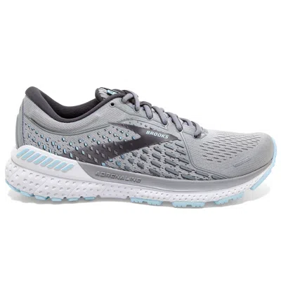 Shop Brooks Women's Adrenaline Gts 21 Running Shoes - B/medium Width In Oyster/alloy/light Blue In Grey