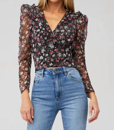 Shop Astr Beverly Top In Fuchsia Gold Floral In Black