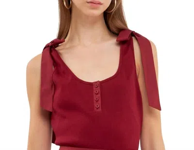 Shop English Factory Mixed Media Henley Tank In Maroon In Red