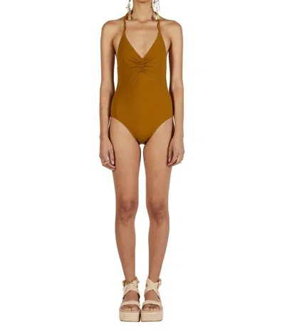 Shop Ulla Johnson Madeira Maillot One Piece In Olive In Yellow