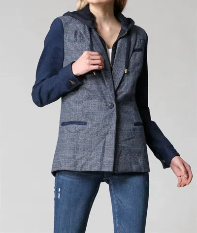 Shop Fate Tweed Blazer With Hoodie In Denim In Grey