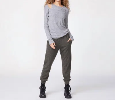 Shop Monrow Cashmere Jogger In Moss In Grey