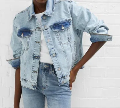 Shop French Connection Trucker Jacket In Bleached Out In Blue