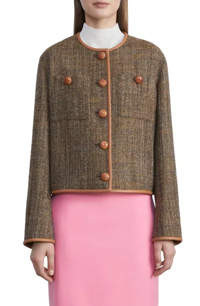 Shop Lafayette 148 Highlands Donegal Tweed Jacket In Curry Multi In Brown