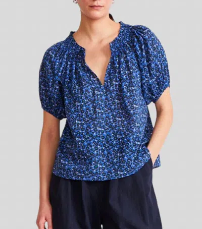 Shop Apiece Apart Esparta Short Sleeve Top In Spagliato Floral Blue