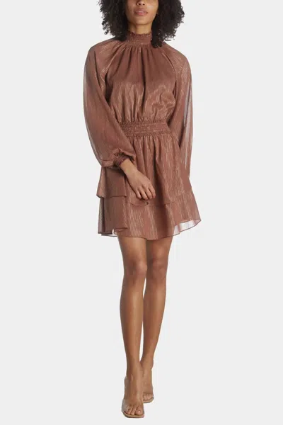Shop Lost + Wander Downtown Lights Mini Dress In Brown Gold
