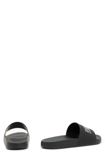 Allsaints Underground Logo Slip On Slides In Black