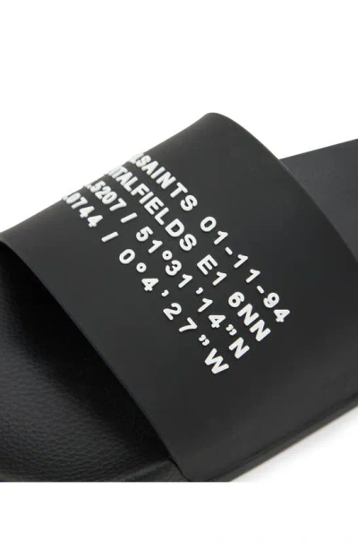 Allsaints Underground Logo Slip On Slides In Black