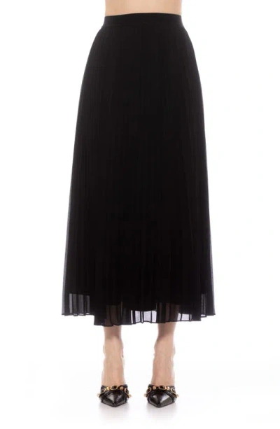 Shop Alexia Admor Kesia Midi Chiffon Pleated Skirt In Black