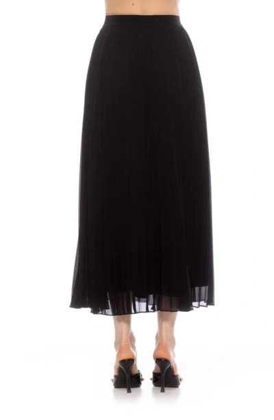 Shop Alexia Admor Kesia Midi Chiffon Pleated Skirt In Black