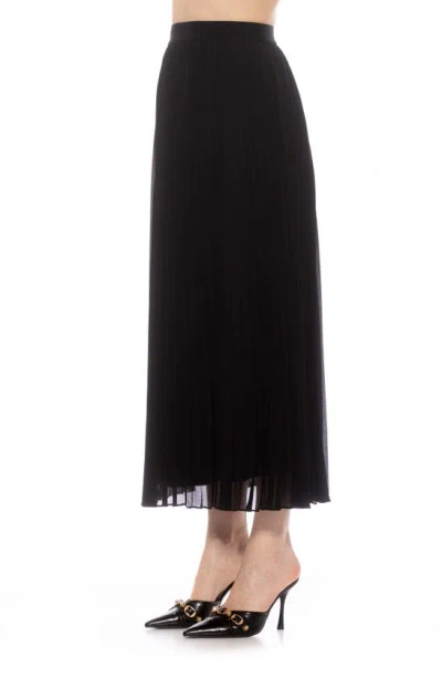 Shop Alexia Admor Kesia Midi Chiffon Pleated Skirt In Black
